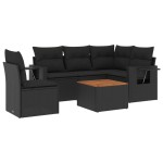 vidaXL Set mobilier de grădină cu perne, 6 piese, negru, poliratan vidaXL Set mobilier de grădină cu perne, 6 piese, negru, poliratan
