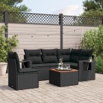 vidaXL Set mobilier de grădină cu perne, 6 piese, negru, poliratan vidaXL Set mobilier de grădină cu perne, 6 piese, negru, poliratan