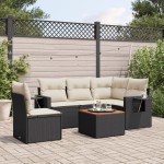 vidaXL Set mobilier de grădină cu perne, 6 piese, negru, poliratan vidaXL Set mobilier de grădină cu perne, 6 piese, negru, poliratan