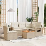vidaXL Set canapele de grădină cu perne, 6 piese, bej, poliratan vidaXL Set canapele de grădină cu perne, 6 piese, bej, poliratan
