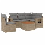 vidaXL Set canapele de grădină cu perne, 6 piese, bej, poliratan