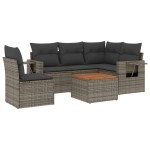 vidaXL Set mobilier grădină cu perne, 6 piese, gri, poliratan