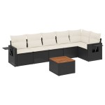 vidaXL Set canapele de grădină cu perne, 7 piese, negru, poliratan