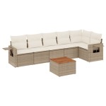 vidaXL Set canapele de grădină, 7 piese, cu perne, bej, poliratan vidaXL Set canapele de grădină, 7 piese, cu perne, bej, poliratan