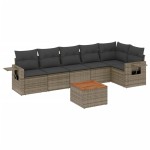 vidaXL Set canapele de grădină, 7 piese, cu perne, gri, poliratan vidaXL Set canapele de grădină, 7 piese, cu perne, gri, poliratan
