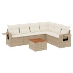 vidaXL Set canapele de grădină, 7 piese, cu perne, bej, poliratan vidaXL Set canapele de grădină, 7 piese, cu perne, bej, poliratan