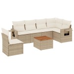 vidaXL Set canapele de grădină, 7 piese, cu perne, bej, poliratan vidaXL Set canapele de grădină, 7 piese, cu perne, bej, poliratan