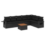 vidaXL Set mobilier de grădină cu perne, 8 piese, negru, poliratan vidaXL Set mobilier de grădină cu perne, 8 piese, negru, poliratan