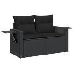 vidaXL Set mobilier de grădină cu perne, 8 piese, negru, poliratan vidaXL Set mobilier de grădină cu perne, 8 piese, negru, poliratan