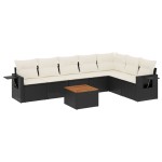 vidaXL Set mobilier de grădină cu perne, 8 piese, negru, poliratan vidaXL Set mobilier de grădină cu perne, 8 piese, negru, poliratan
