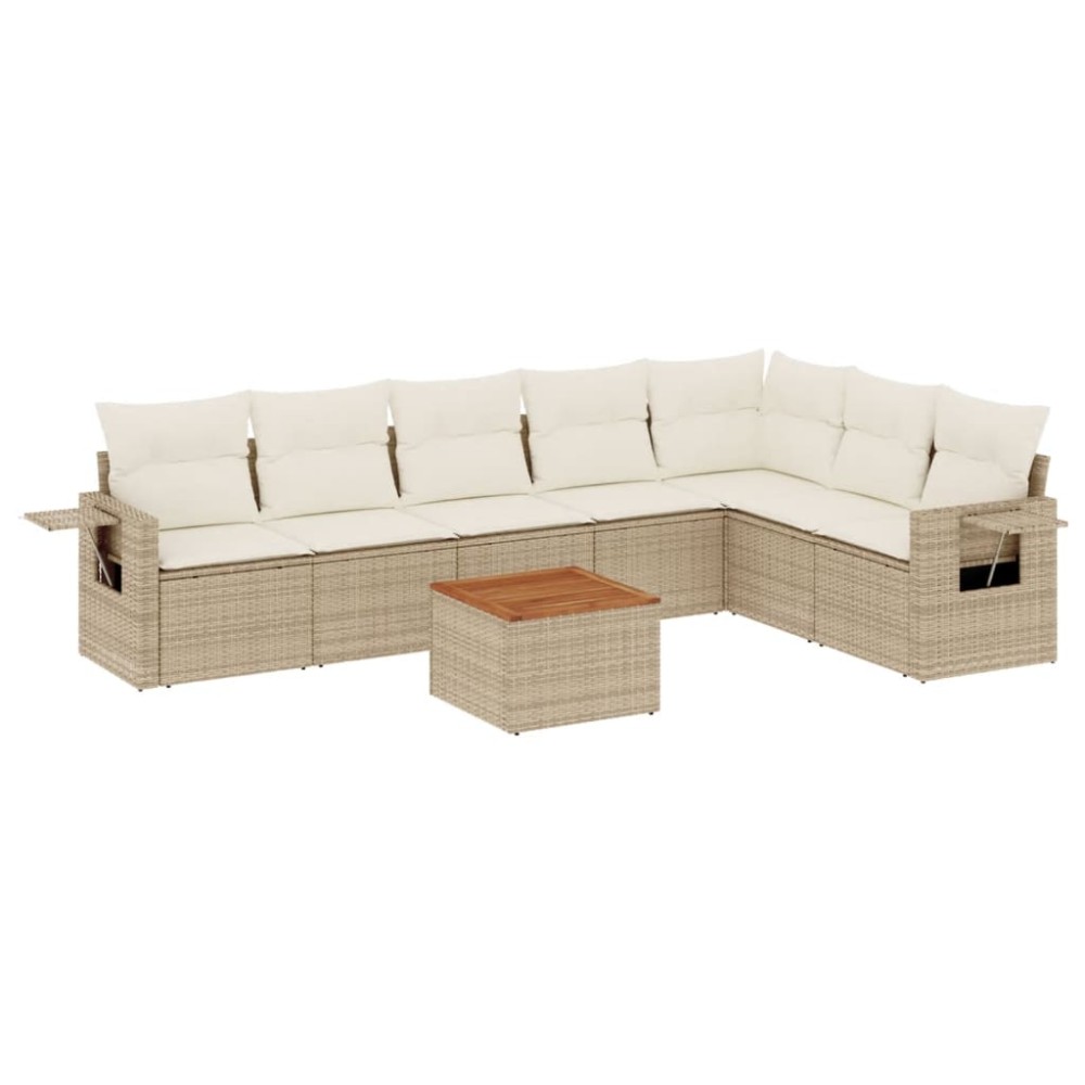 vidaXL Set canapele de grădină, 8 piese, cu perne, bej, poliratan