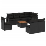 vidaXL Set mobilier de grădină cu perne, 9 piese, negru, poliratan vidaXL Set mobilier de grădină cu perne, 9 piese, negru, poliratan