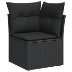 vidaXL Set mobilier de grădină cu perne, 9 piese, negru, poliratan vidaXL Set mobilier de grădină cu perne, 9 piese, negru, poliratan