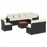 vidaXL Set mobilier de grădină cu perne, 9 piese, negru, poliratan vidaXL Set mobilier de grădină cu perne, 9 piese, negru, poliratan