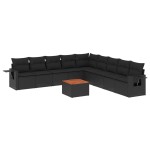 vidaXL Set canapele de grădină cu perne, 10 piese, negru, poliratan vidaXL Set canapele de grădină cu perne, 10 piese, negru, poliratan