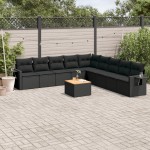 vidaXL Set canapele de grădină cu perne, 10 piese, negru, poliratan vidaXL Set canapele de grădină cu perne, 10 piese, negru, poliratan