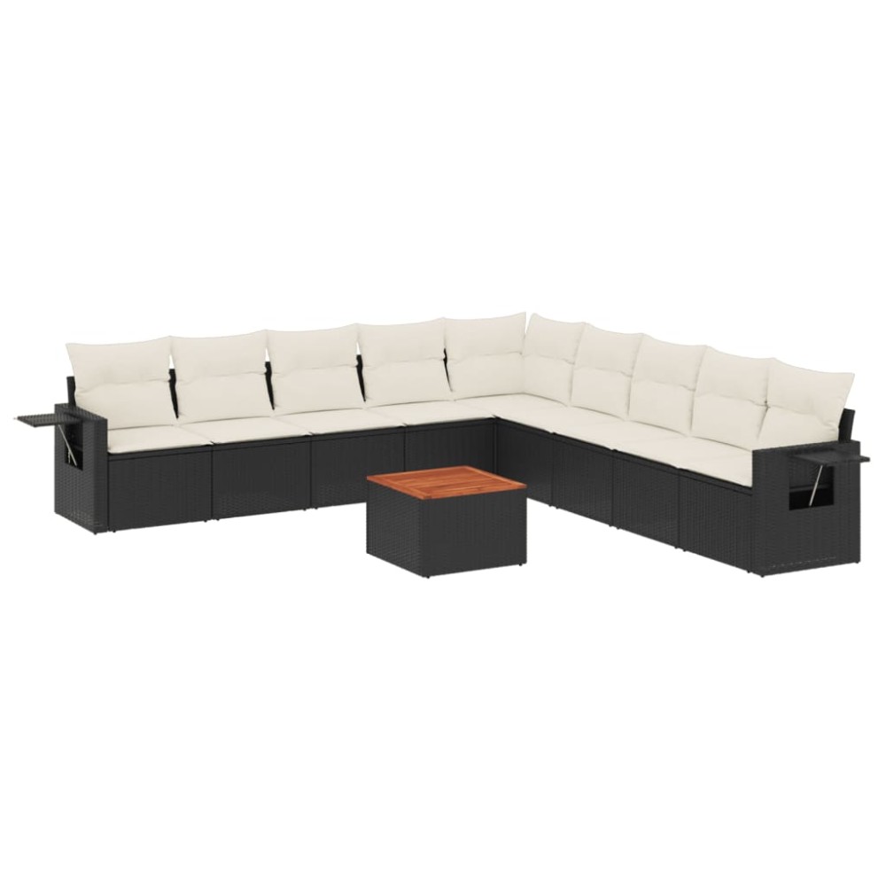 vidaXL Set canapele de grădină cu perne, 10 piese, negru, poliratan