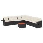 vidaXL Set canapele de grădină cu perne, 10 piese, negru, poliratan vidaXL Set canapele de grădină cu perne, 10 piese, negru, poliratan