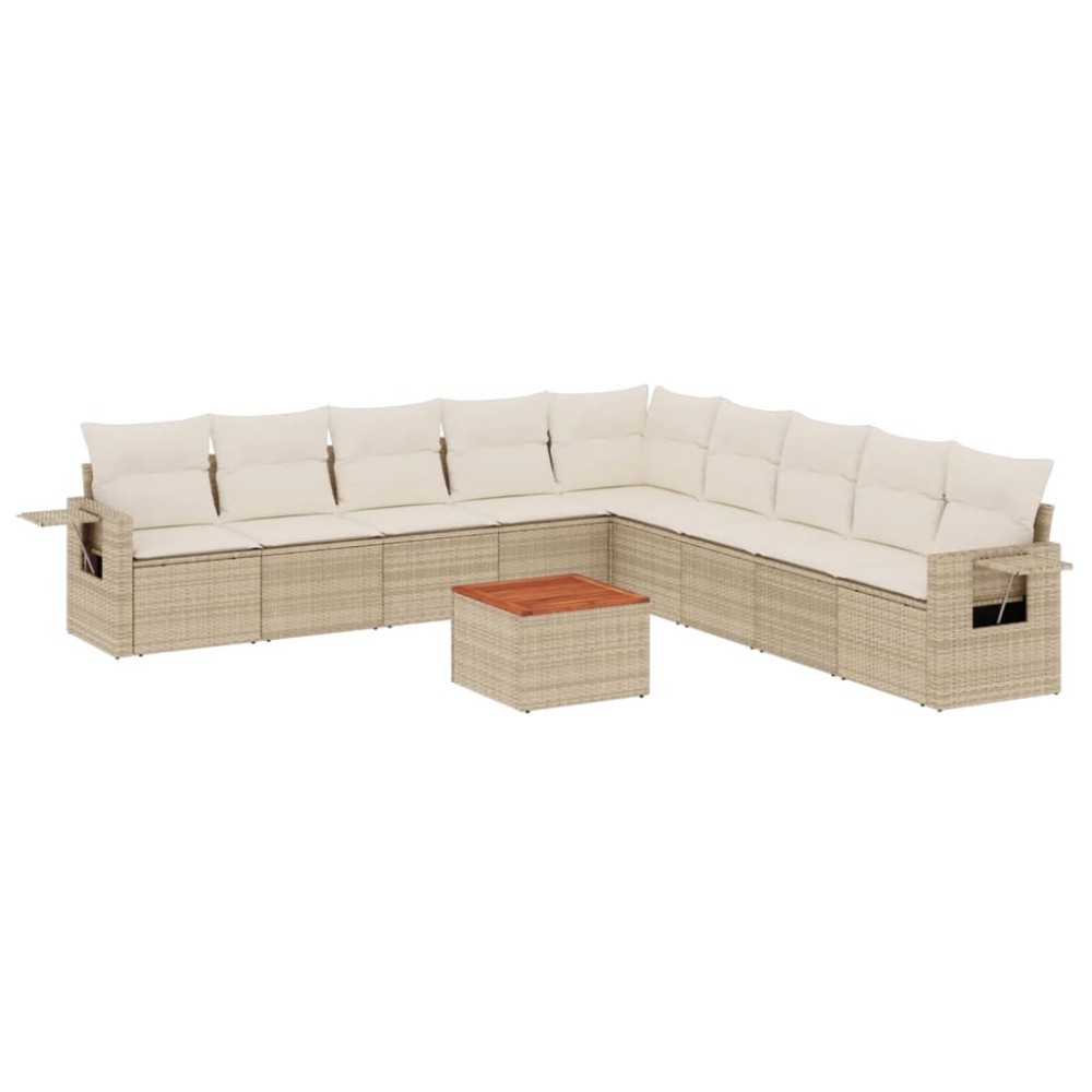 vidaXL Set canapele de grădină cu perne, 10 piese, bej, poliratan