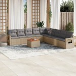 vidaXL Set canapele de grădină cu perne, 10 piese, bej, poliratan vidaXL Set canapele de grădină cu perne, 10 piese, bej, poliratan