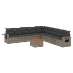 vidaXL Set mobilier de grădină cu perne, 10 piese, gri, poliratan vidaXL Set mobilier de grădină cu perne, 10 piese, gri, poliratan
