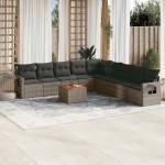 vidaXL Set mobilier de grădină cu perne, 10 piese, gri, poliratan vidaXL Set mobilier de grădină cu perne, 10 piese, gri, poliratan