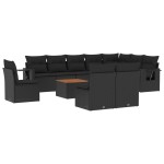 vidaXL Set canapele de grădină cu perne, 11 piese, negru, poliratan vidaXL Set canapele de grădină cu perne, 11 piese, negru, poliratan