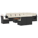 vidaXL Set canapele de grădină cu perne, 11 piese, negru, poliratan vidaXL Set canapele de grădină cu perne, 11 piese, negru, poliratan