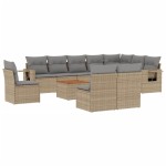 vidaXL Set canapele de grădină cu perne, 11 piese, bej, poliratan