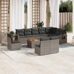vidaXL Set canapele de grădină cu perne, 11 piese, gri, poliratan vidaXL Set canapele de grădină cu perne, 11 piese, gri, poliratan