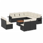 vidaXL Set canapele de grădină, 12 piese, cu perne, negru, poliratan vidaXL Set canapele de grădină, 12 piese, cu perne, negru, poliratan