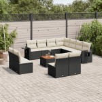 vidaXL Set canapele de grădină, 12 piese, cu perne, negru, poliratan vidaXL Set canapele de grădină, 12 piese, cu perne, negru, poliratan