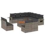 vidaXL Set canapea de grădină cu perne, 12 piese, gri, poliratan vidaXL Set canapea de grădină cu perne, 12 piese, gri, poliratan