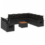 vidaXL Set canapele de grădină cu perne, 10 piese, negru, poliratan vidaXL Set canapele de grădină cu perne, 10 piese, negru, poliratan
