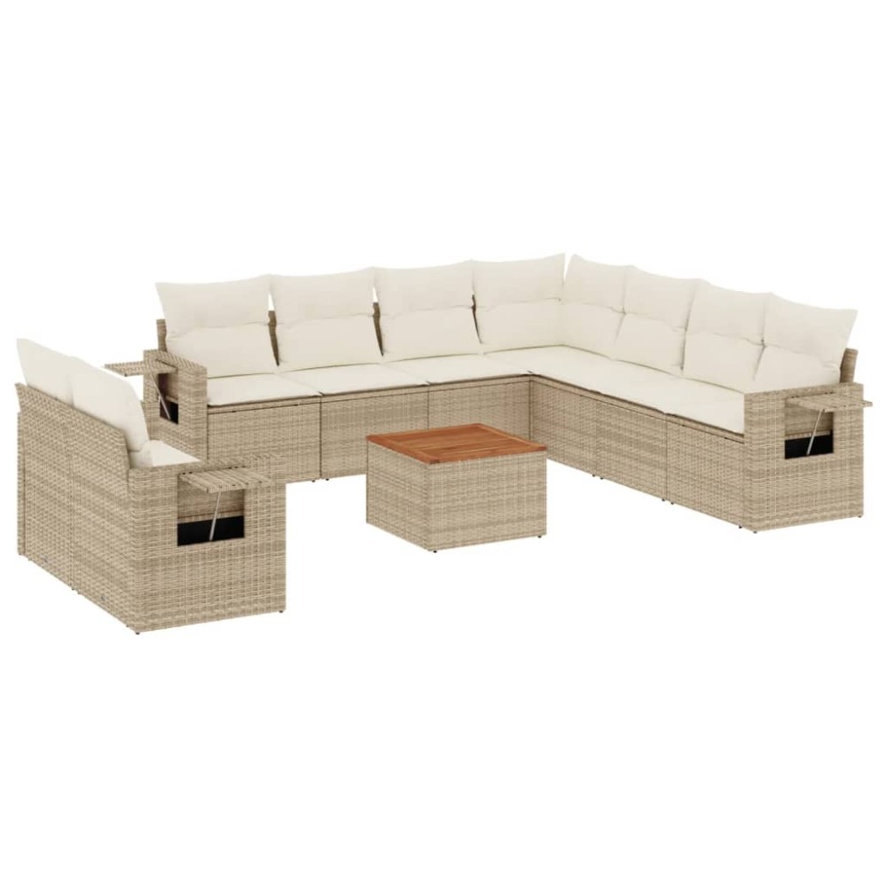 vidaXL Set canapele de grădină cu perne, 10 piese, bej, poliratan