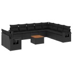 vidaXL Set canapele de grădină cu perne, 11 piese, negru, poliratan vidaXL Set canapele de grădină cu perne, 11 piese, negru, poliratan