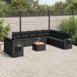 vidaXL Set canapele de grădină cu perne, 11 piese, negru, poliratan vidaXL Set canapele de grădină cu perne, 11 piese, negru, poliratan