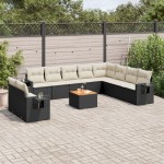 vidaXL Set canapele de grădină cu perne, 11 piese, negru, poliratan vidaXL Set canapele de grădină cu perne, 11 piese, negru, poliratan