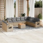 vidaXL Set canapele de grădină cu perne, 11 piese, bej, poliratan vidaXL Set canapele de grădină cu perne, 11 piese, bej, poliratan