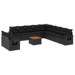 vidaXL Set canapele de grădină, 12 piese, cu perne, negru, poliratan vidaXL Set canapele de grădină, 12 piese, cu perne, negru, poliratan