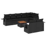 vidaXL Set mobilier de grădină cu perne, 9 piese, negru, poliratan vidaXL Set mobilier de grădină cu perne, 9 piese, negru, poliratan