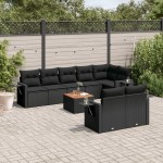 vidaXL Set mobilier de grădină cu perne, 9 piese, negru, poliratan vidaXL Set mobilier de grădină cu perne, 9 piese, negru, poliratan