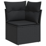 vidaXL Set mobilier de grădină cu perne, 9 piese, negru, poliratan vidaXL Set mobilier de grădină cu perne, 9 piese, negru, poliratan