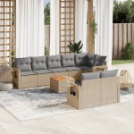 vidaXL Set canapele de grădină, 9 piese, cu perne, bej, poliratan vidaXL Set canapele de grădină, 9 piese, cu perne, bej, poliratan