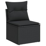 vidaXL Set mobilier de grădină cu perne, 9 piese, negru, poliratan vidaXL Set mobilier de grădină cu perne, 9 piese, negru, poliratan