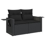 vidaXL Set mobilier de grădină cu perne, 9 piese, negru, poliratan vidaXL Set mobilier de grădină cu perne, 9 piese, negru, poliratan