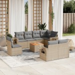 vidaXL Set canapele de grădină, 9 piese, cu perne, bej, poliratan vidaXL Set canapele de grădină, 9 piese, cu perne, bej, poliratan