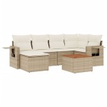 vidaXL Set canapele de grădină, 7 piese, cu perne, bej, poliratan vidaXL Set canapele de grădină, 7 piese, cu perne, bej, poliratan