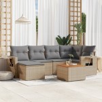 vidaXL Set canapele de grădină, 7 piese, cu perne, bej, poliratan vidaXL Set canapele de grădină, 7 piese, cu perne, bej, poliratan