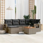 vidaXL Set canapele de grădină, 7 piese, cu perne, gri, poliratan vidaXL Set canapele de grădină, 7 piese, cu perne, gri, poliratan